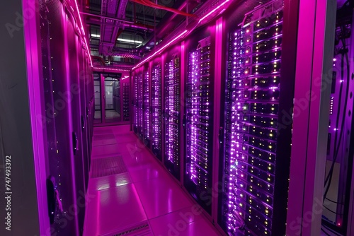 Data center with advanced server technology Illustrating the backbone of cloud computing Digital storage And online services