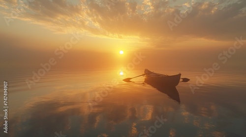 Solitude on the Water: Sunrise and the Rowing Shell © Kunlapat