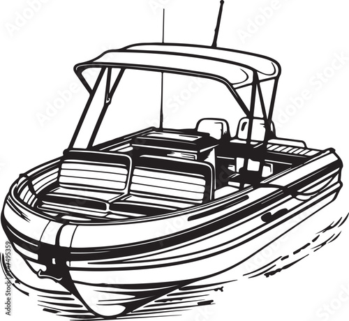 Pontoon Boat silhouette vector illustration