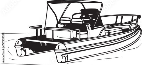 Pontoon Boat silhouette vector illustration