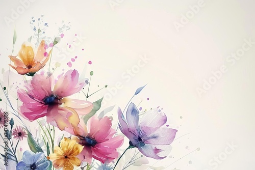 Floral banner with a spring motif Featuring watercolor flowers and space for text Perfect for mother's day May celebrations Or any spring-themed event.