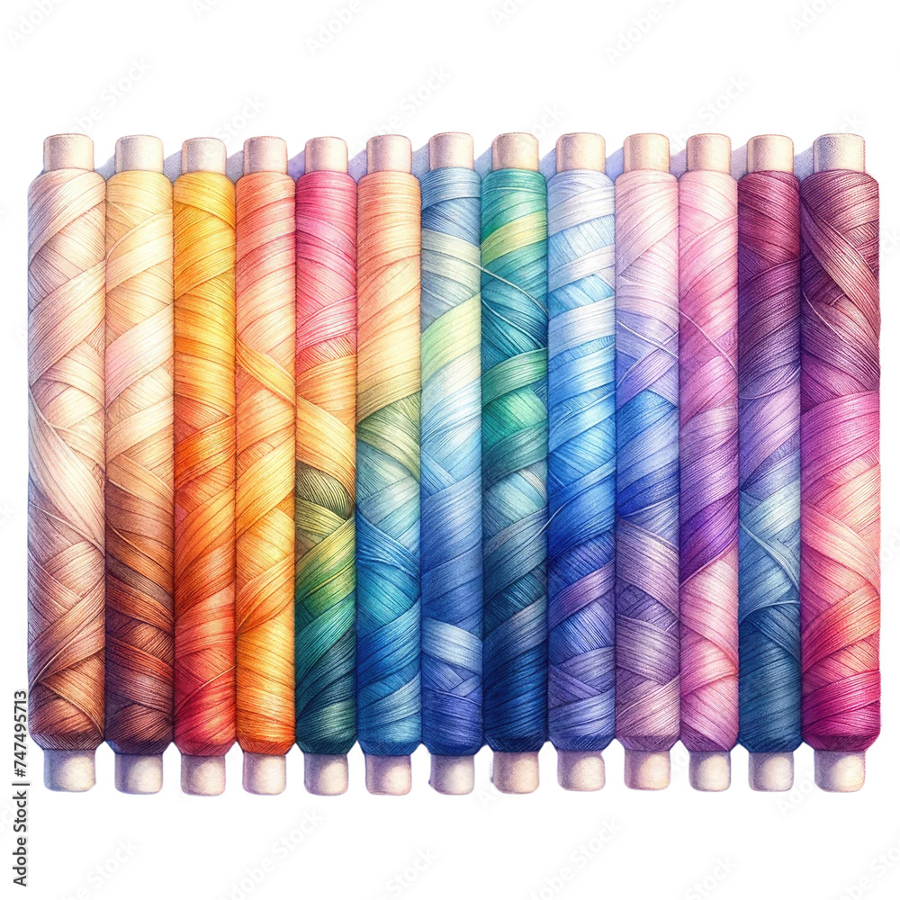 Sewing thread, various colors, transparent background Sewing thread, various colors, transparent background