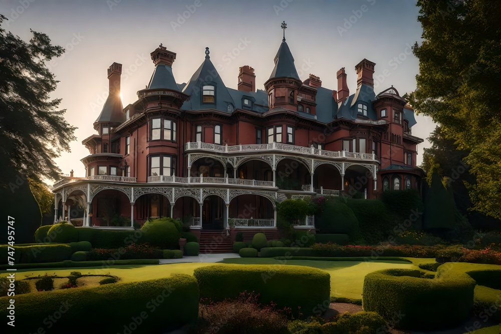 Fototapeta premium a Victorian-era mansion with intricate architectural