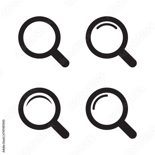 Magnifying glass icon, vector magnifier or loupe sign. Web search icon.