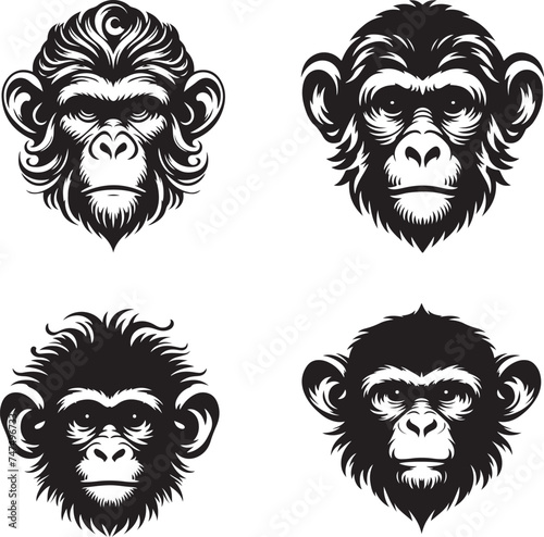 Monkey head vector illustration 