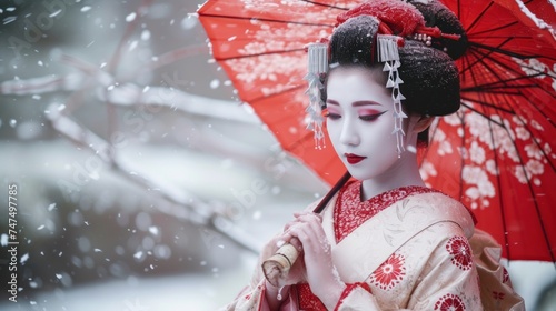 Portrait of a Japanese geisha woman