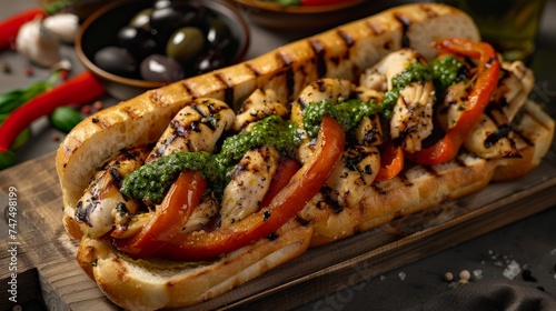 Mediterranean Chicken Sandwich with Pesto and Olives