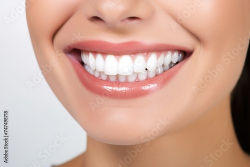 Close up of a woman's smile, perfect for dental or beauty concepts