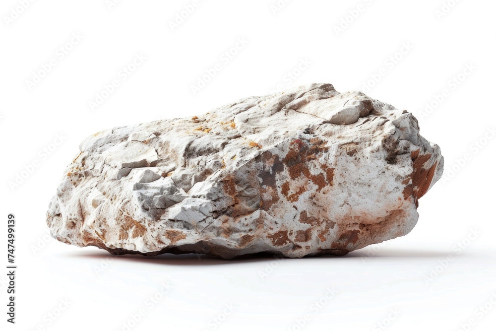 A rock sitting on a white surface. Suitable for various design projects