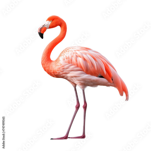 Majestic Pink Flamingo Standing Gracefully Isolated on transparent Background