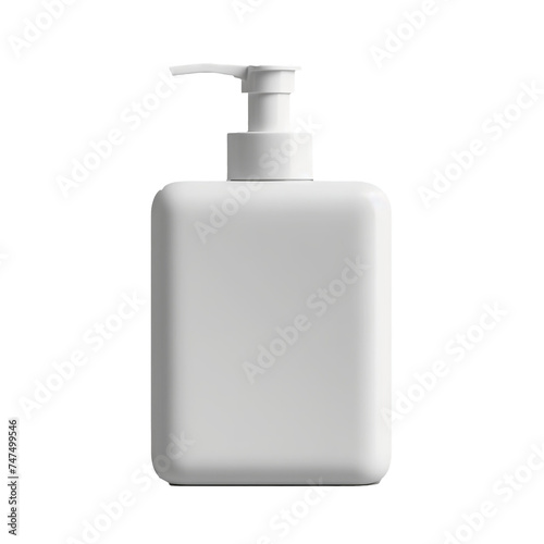 Modern White Soap or lotion Dispenser with Pump on a Gray Background