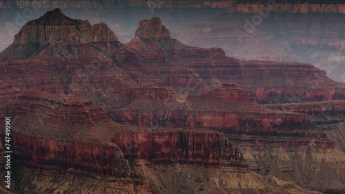 Grand Canyon North Rim Sunset Zoroaster and Brahma Temple Thunderstorm Clouds Time Lapse Zoom Out Arizona USA photo