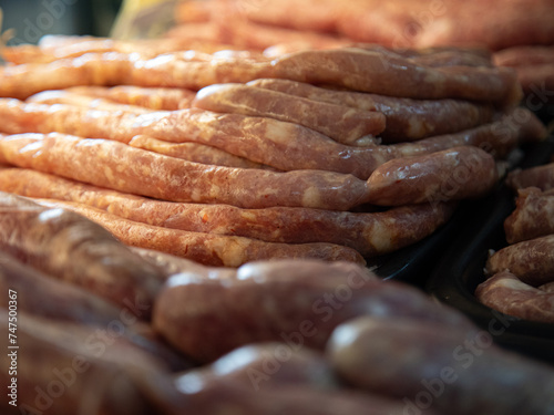 sausage in the market showcase