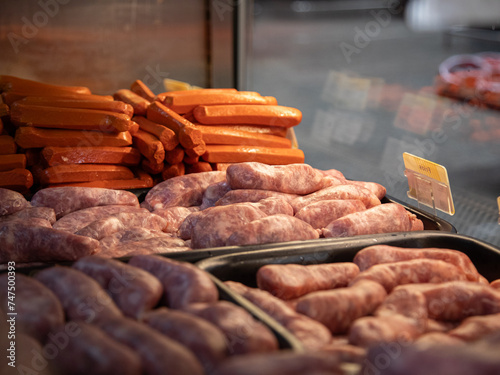 sausage in the market showcase