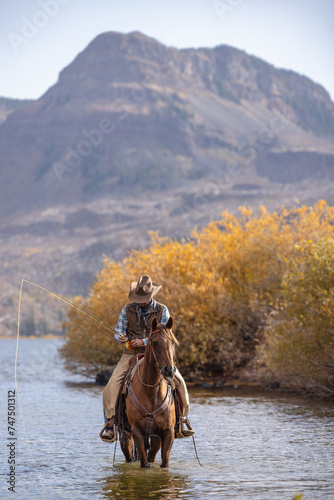 Colorado Cowboy Fly Fishing in the Mountains From Horseback