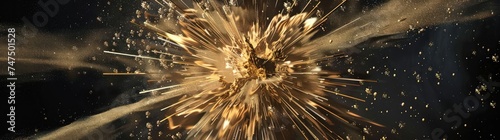 a gold and black starburst explosion against the black background © STOCKYE STUDIO