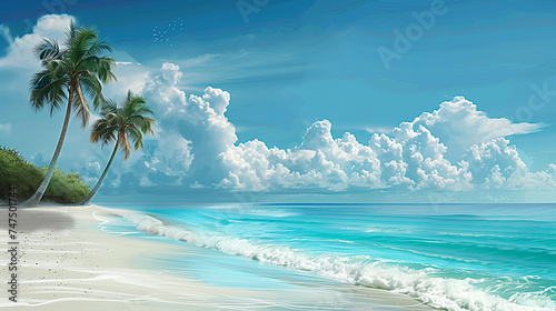 tropical island with palm trees © Aitch