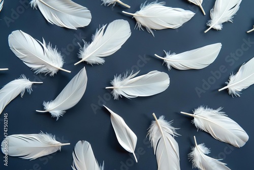 White feathers background symbolizing peace Spirituality And purity Ideal for concepts related to tranquility and divine protection
