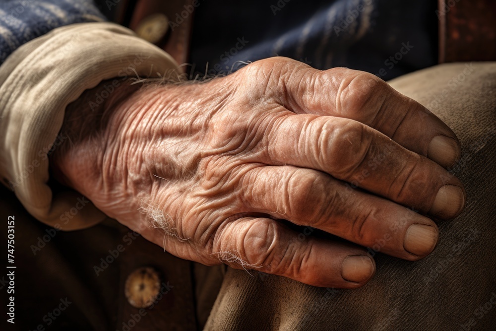 Fototapeta premium Detailed image of old person's hands, suitable for healthcare concepts