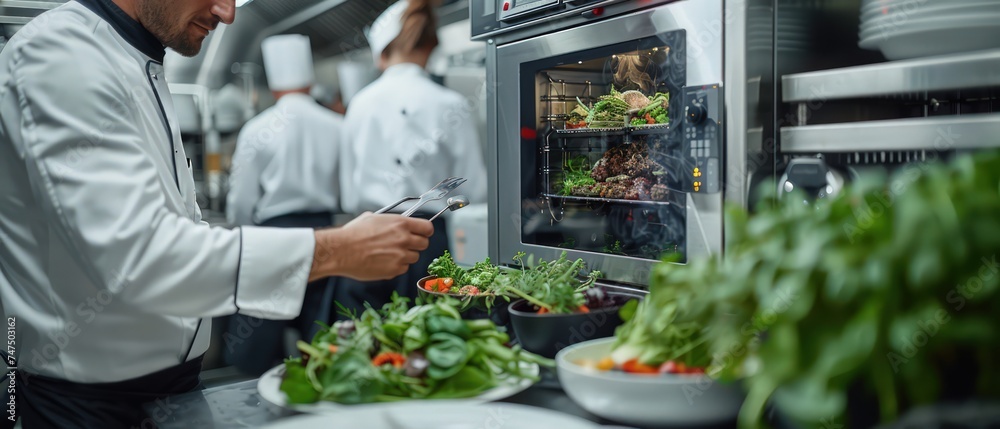 chefs preparing salads, food preparation, restaurant food kitchen chefs preparing salads, food preparation, restaurant food kitchen