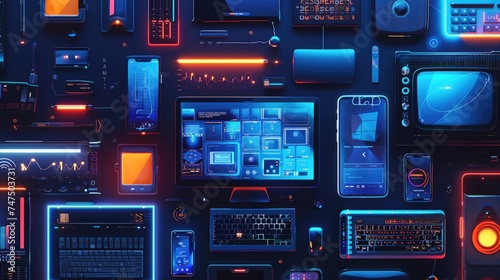Various electronic gadgets and devices for technology concept photo