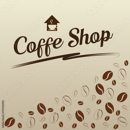 Vector illustration of coffee shop. Pattern coffe for bussines. Free space © NeffStudio31