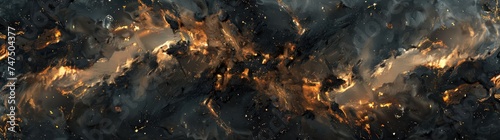 marble black iron waves smoke fire, in the style of interstellar nebulae, photo-realistic landscapes, dark gold