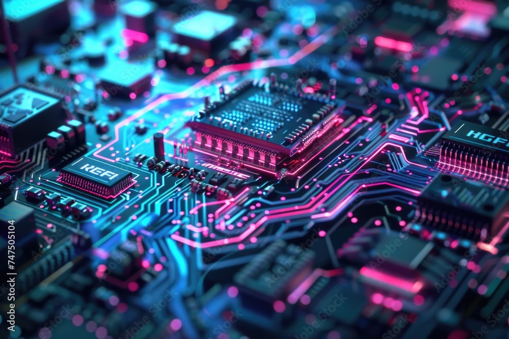 Detailed view of a computer circuit board, suitable for technology concepts