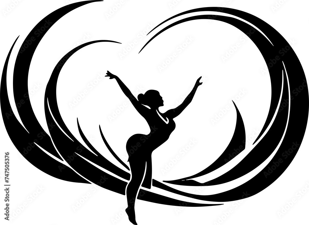 Dancing lady or ballerina dance icon isolated on white background