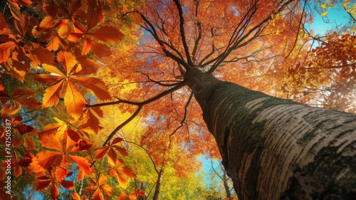 tree canopy with colorful leaves in the fall, celebrating the beauty and changing seasons of trees on Arbor Day