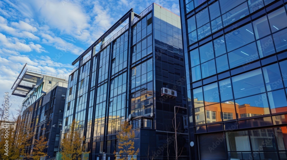 A tall building with a clock on top. Suitable for architectural designs A tall building with a clock on top. Suitable for architectural designs