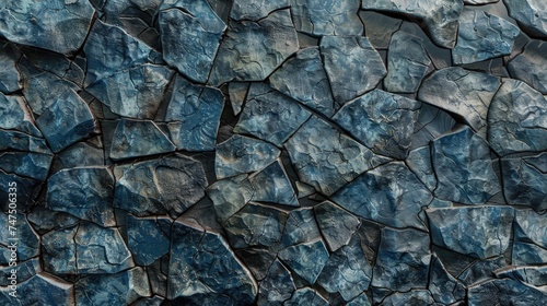 Detailed view of a blue stone wall. Ideal for background or texture use © Fotograf