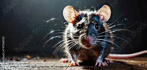 a close up of a rat on the ground with it's front paws on it's hind legs. © Albert