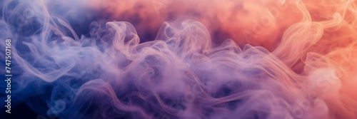 Photograph capturing the ethereal beauty of smoke tendrils in hues of amethyst and cobalt against a backdrop of coral blush.