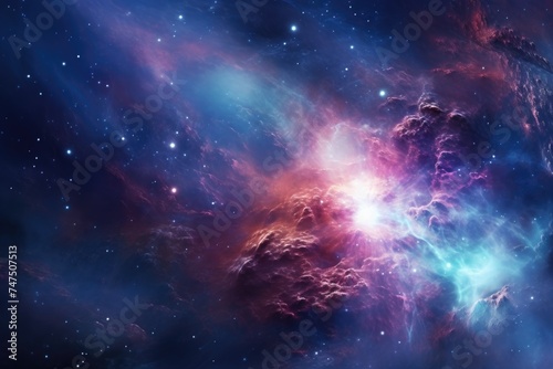 Stunning image of a colorful nebula with twinkling stars in the background. Ideal for space and astronomy concepts