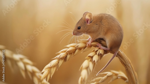 Field mouse on wheat.  Tiny Troublemakers: Managing Mouse Infestations in Farmer's Fields. 