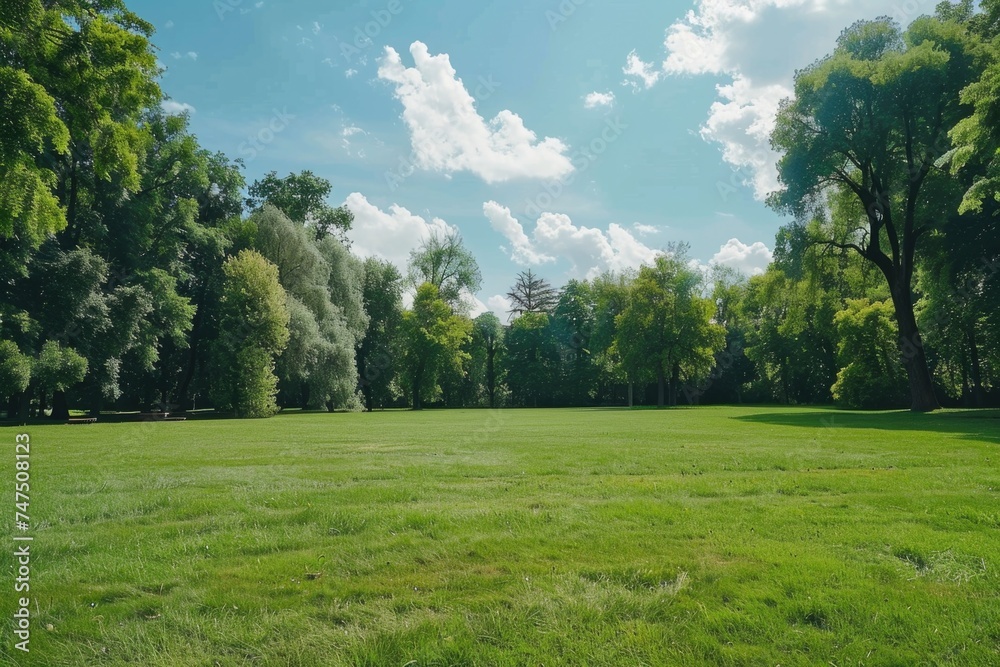 A peaceful scene of trees in a grassy field. Perfect for nature backgrounds A peaceful scene of trees in a grassy field. Perfect for nature backgrounds