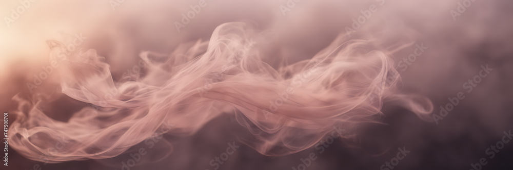 Close-up image highlighting the delicate wisps of smoke gently unfolding against a background of dusky rose. - obrazy, fototapety, plakaty 