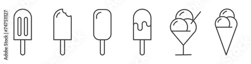 set of ice cream line icons with editable stroke