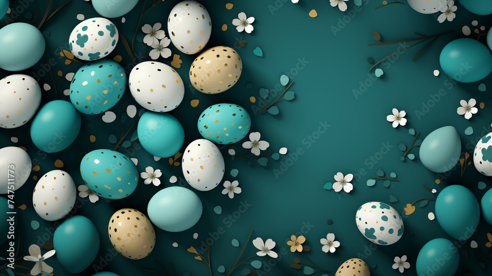 Green illustration of Easter Eggs