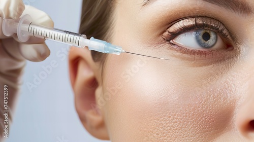 woman getting anti-aging wrinkle treatment by facial injections