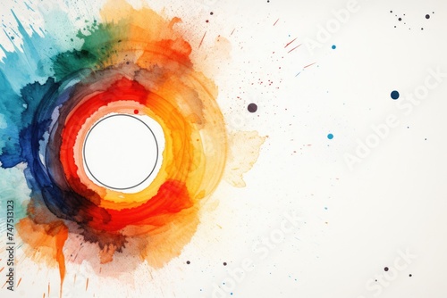 Vibrant painting of a colorful circle with a white center. Suitable for graphic design projects