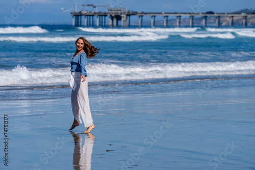 Beachside Elegance: A Day of Serenity by La Jolla Pier with Radiant Blue Skies