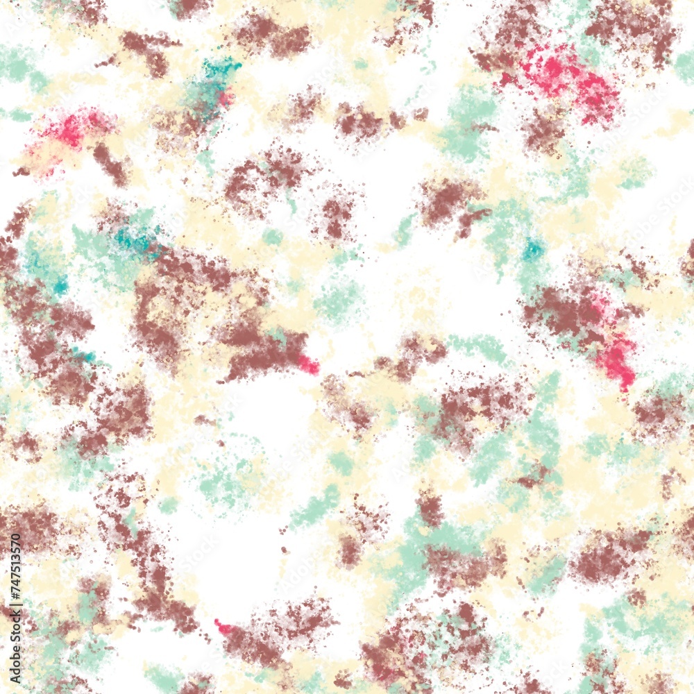 Paint splashes with dotted texture. Dark chestnut, sea mist, milk punch, topaz and cranberry colors on the white background. Seamless pattern Paint splashes with dotted texture. Dark chestnut, sea mist, milk punch, topaz and cranberry colors on the white background. Seamless pattern