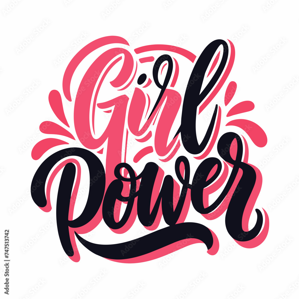 Girl Power Handwritten Calligraphy Logo Silhouette Elegant Vector Design