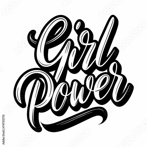 Girl Power Handwritten Calligraphy Logo Silhouette Vector Design