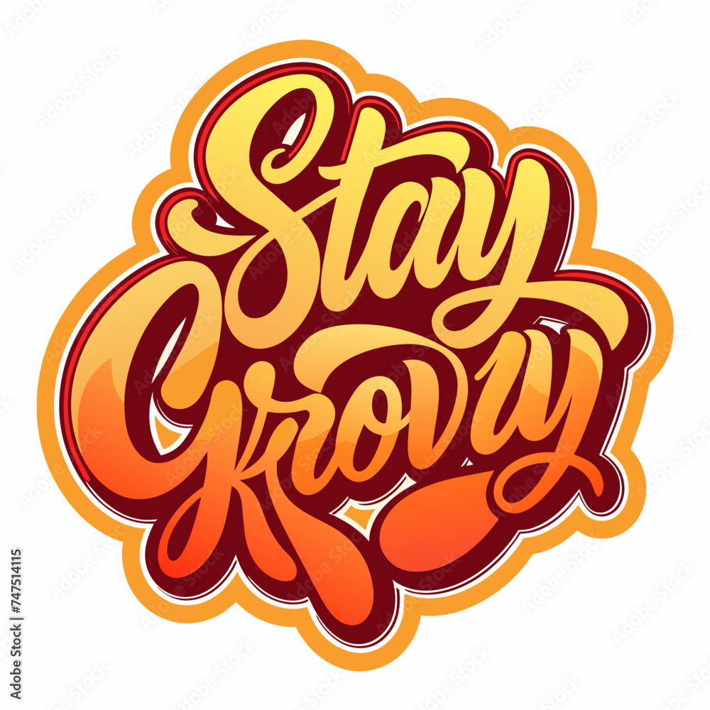 Stay Groovy Handwritten Calligraphy Logo Silhouette Elegant Vector Design