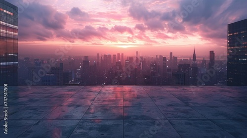 A stunning cityscape view from a high rise building. Perfect for urban-themed projects