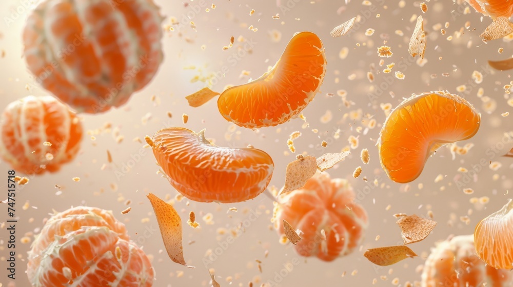 pieces of tangerine, on a light background pieces of tangerine, on a light background