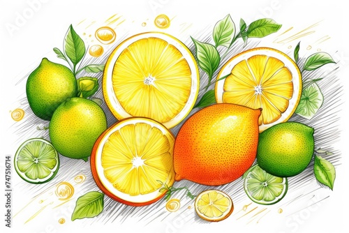 Fresh lemons and limes on a table, perfect for food and beverage concepts